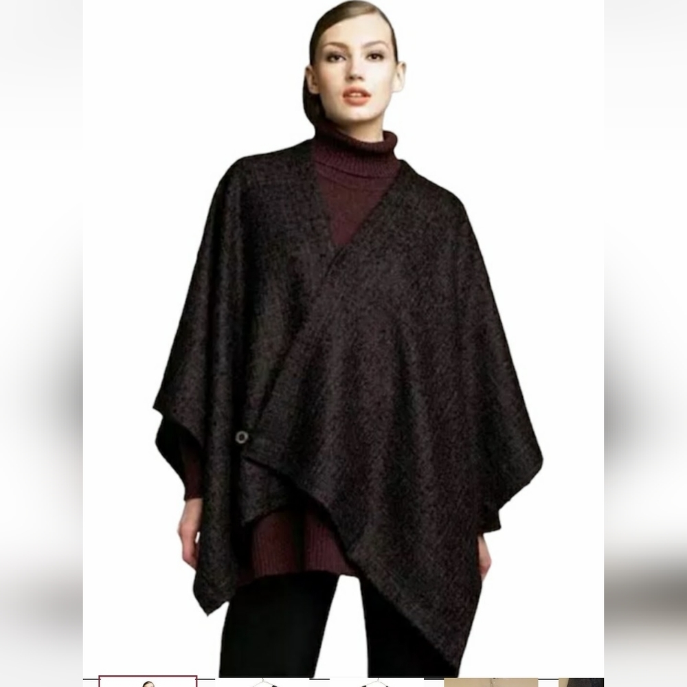 NWT Eskandar Cape Poncho Crossover Jacket Mohair Virgin Wool Silk-Lagenlook S-L?
